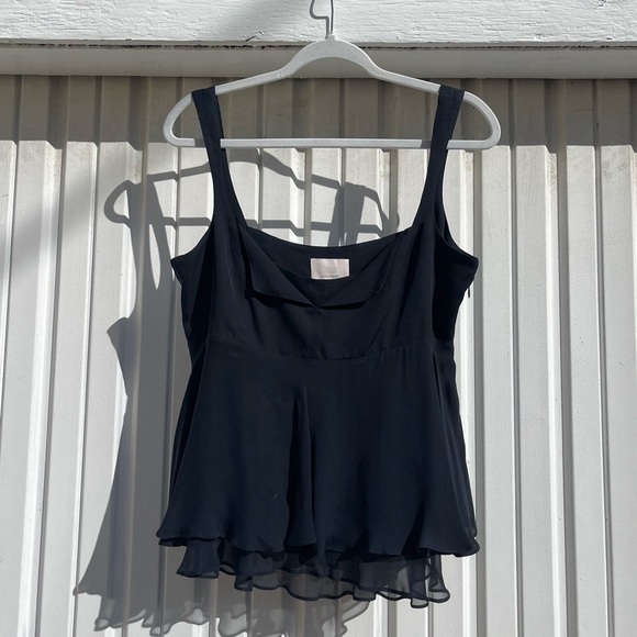 Cinq a Sept navy blue layered chiffon tank top (100% silk) - Picture 1 of 6